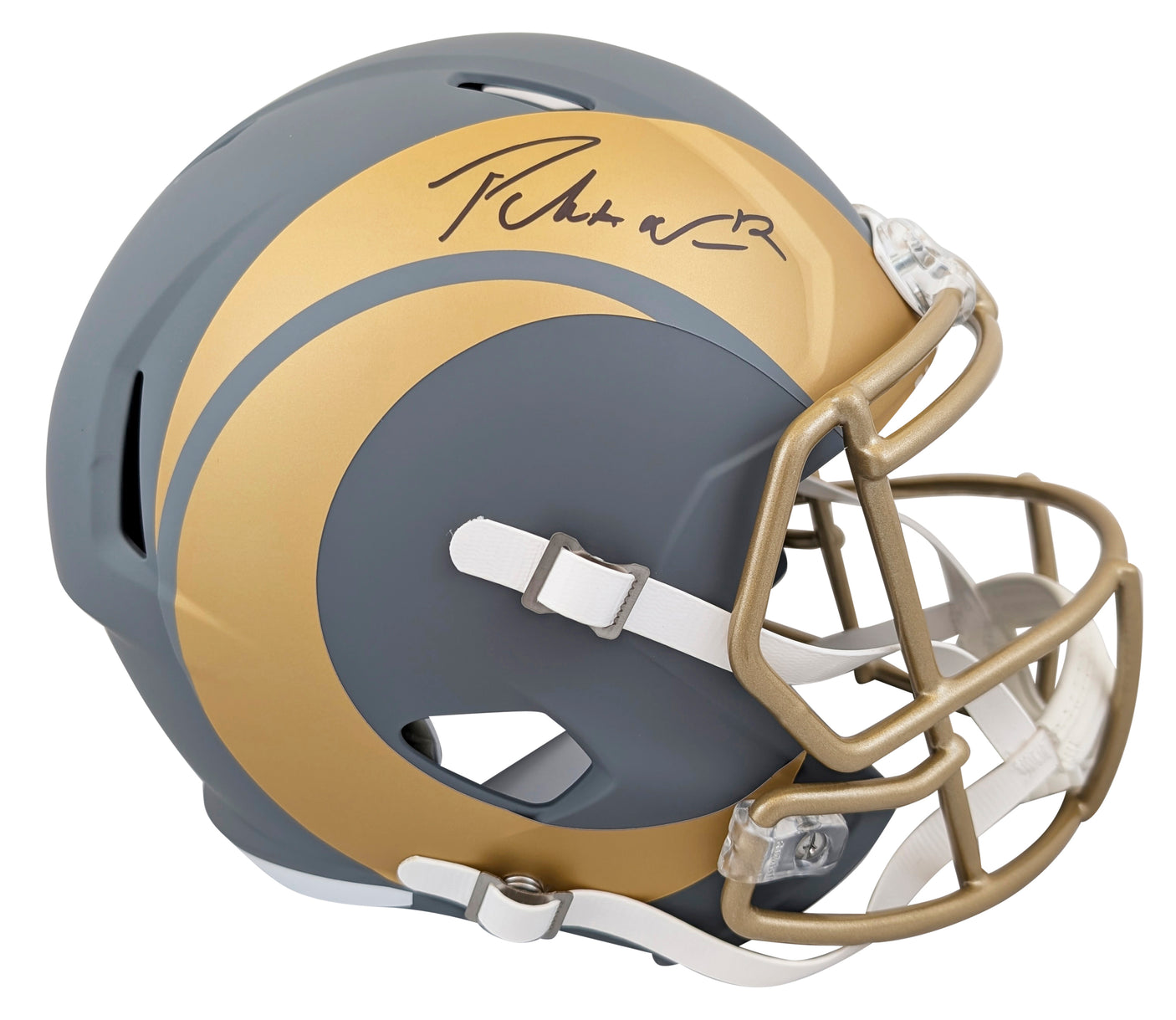 Rams Puka Nacua Signed Slate Full Size Speed Rep Helmet W/ Case Fanatics