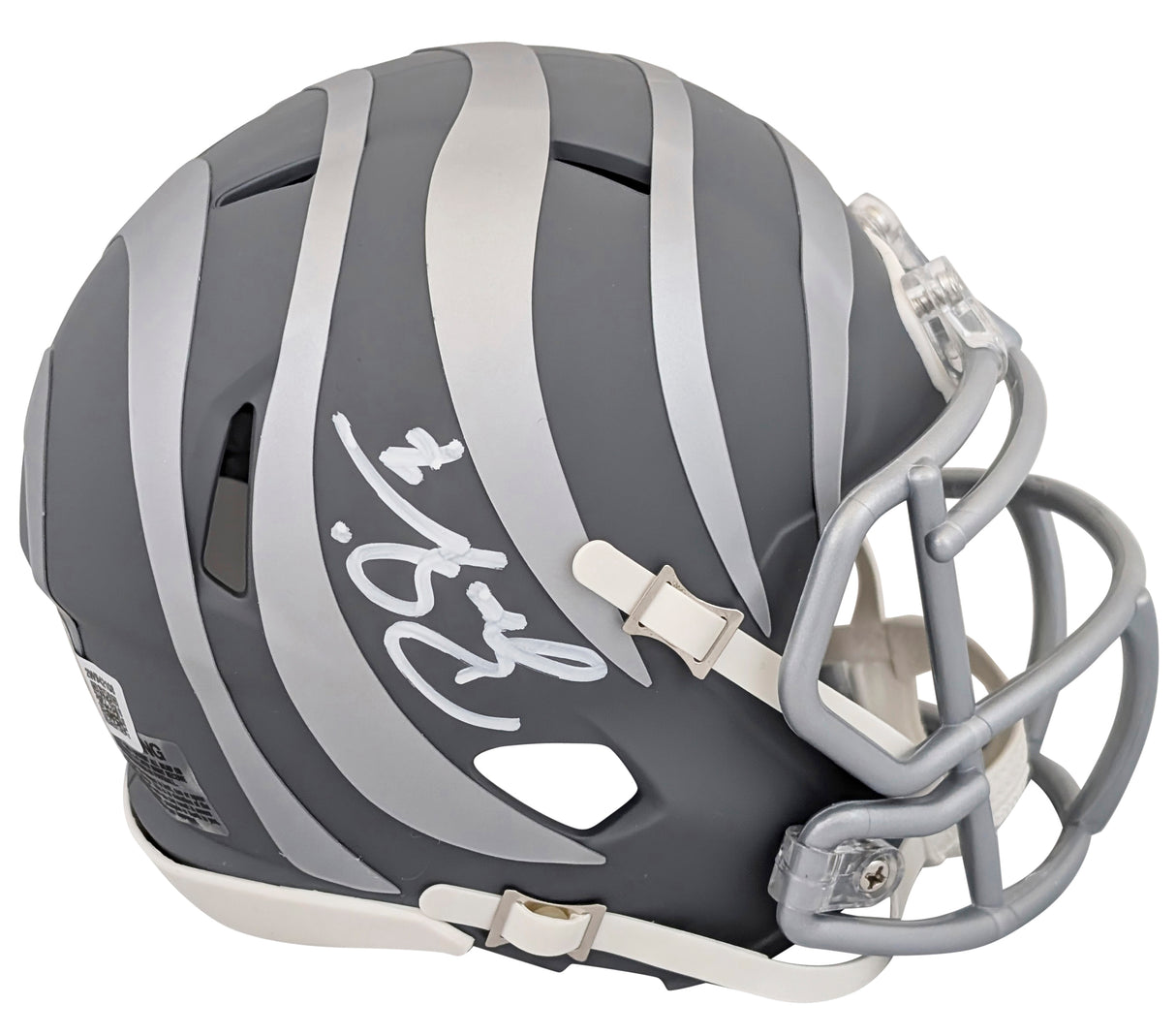 Bengals Boomer Esiason Signed Slate Speed Mini Helmet W/ Case BAS Witnessed