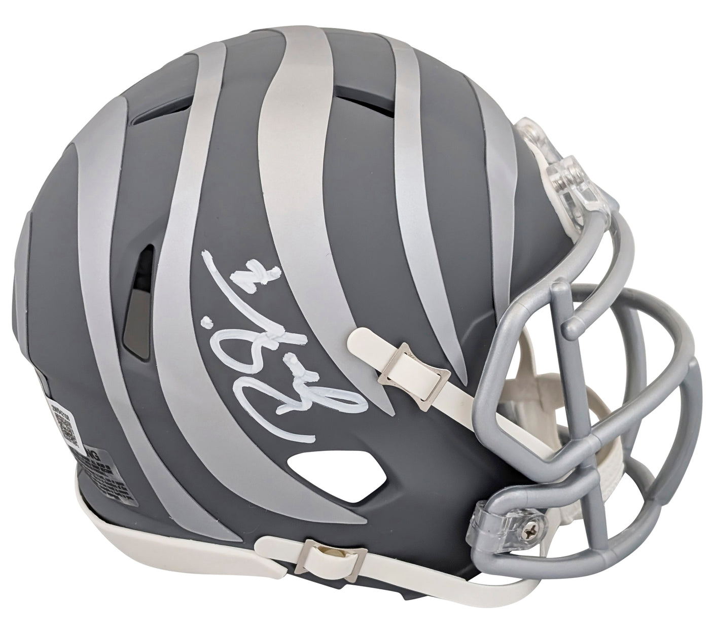 Bengals Boomer Esiason Authentic Signed Slate Speed Mini Helmet BAS Witnessed
