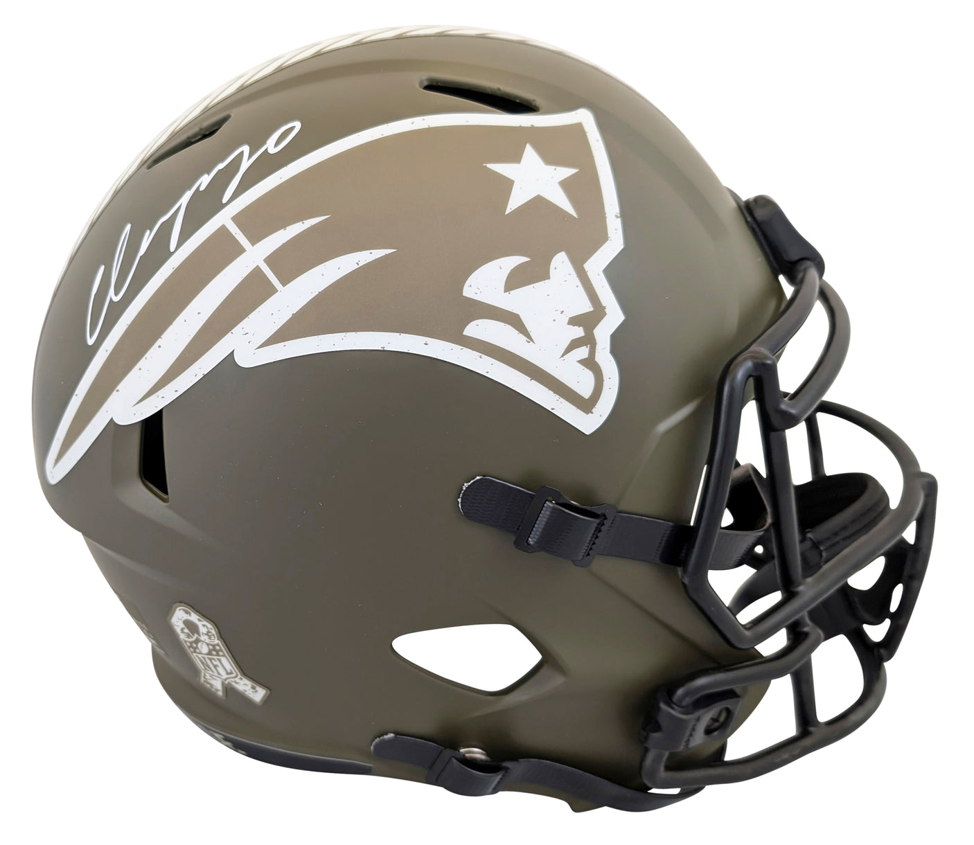 Patriots Christian Gonzalez Signed STS Full Size Speed Rep Helmet BAS Witnessed