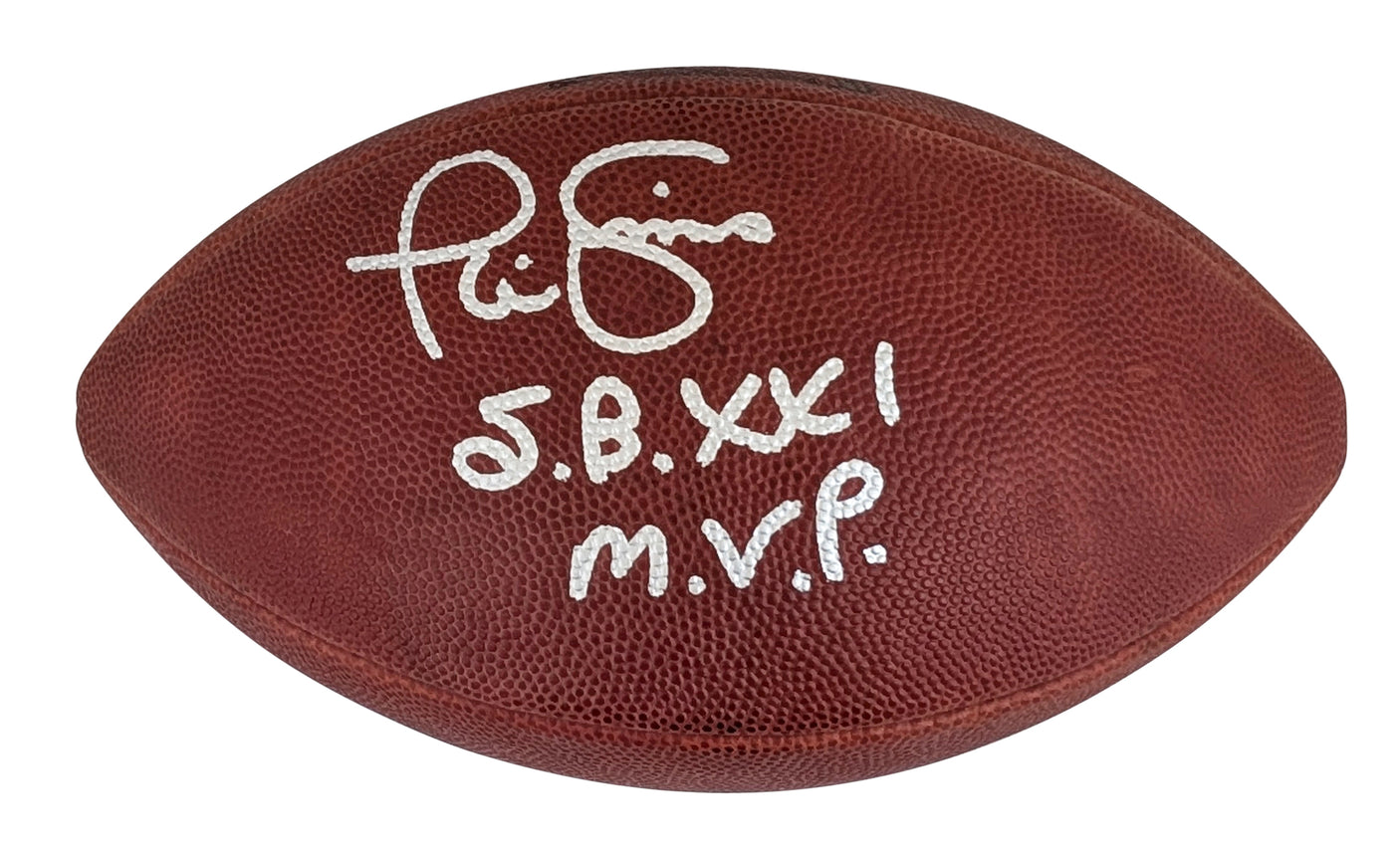 Giants Phil Simms "SB XXI MVP" Signed SB XXI Logo Wilson "Duke" Football BAS Wit