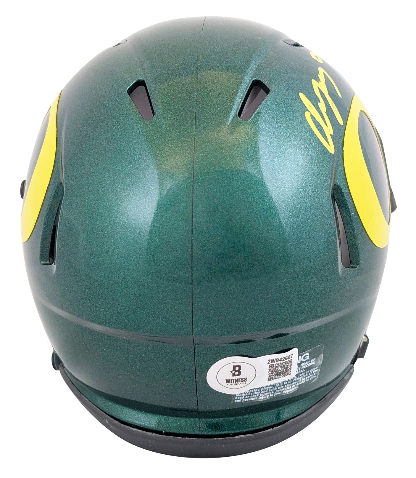 Oregon Christian Gonzalez Signed Speed Mini Helmet W/ Case BAS Witnessed