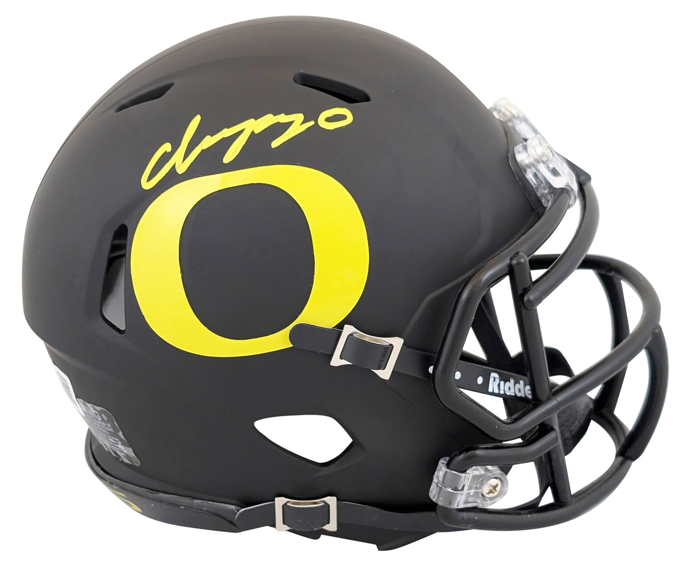 Oregon Christian Gonzalez Signed Black Speed Mini Helmet W/ Case BAS Witnessed