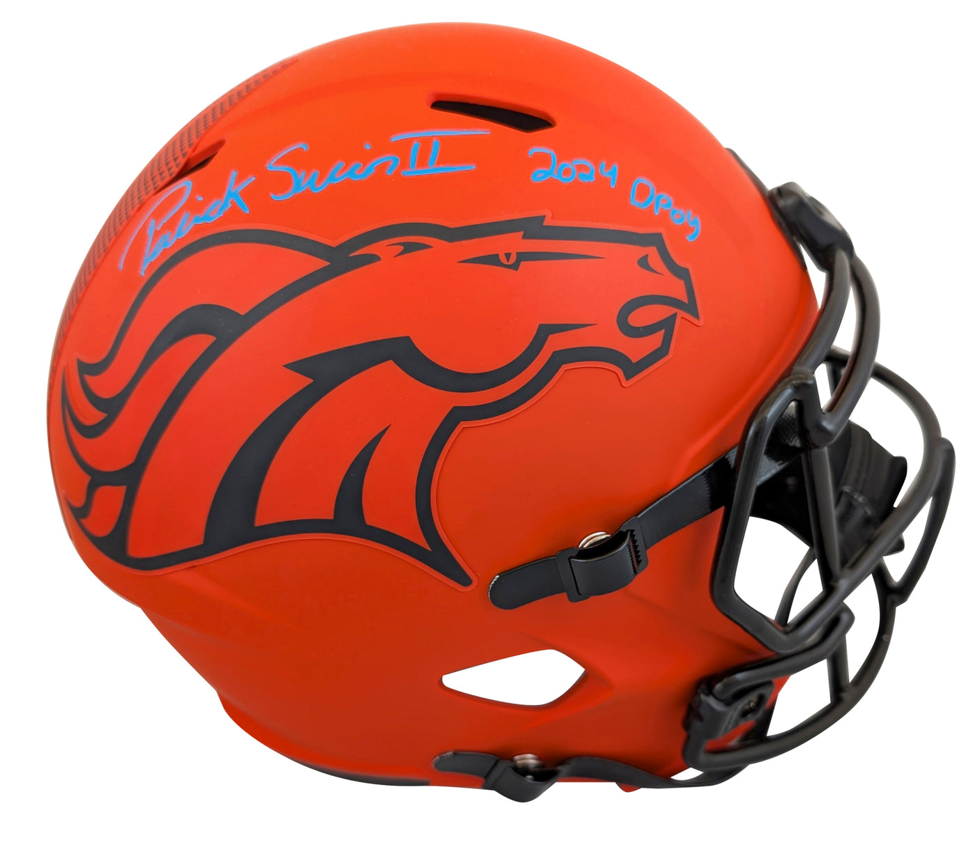 Broncos Patrick Surtain II "2024 DPOY" Signed Rave F/S Speed Rep Helmet BAS Wit