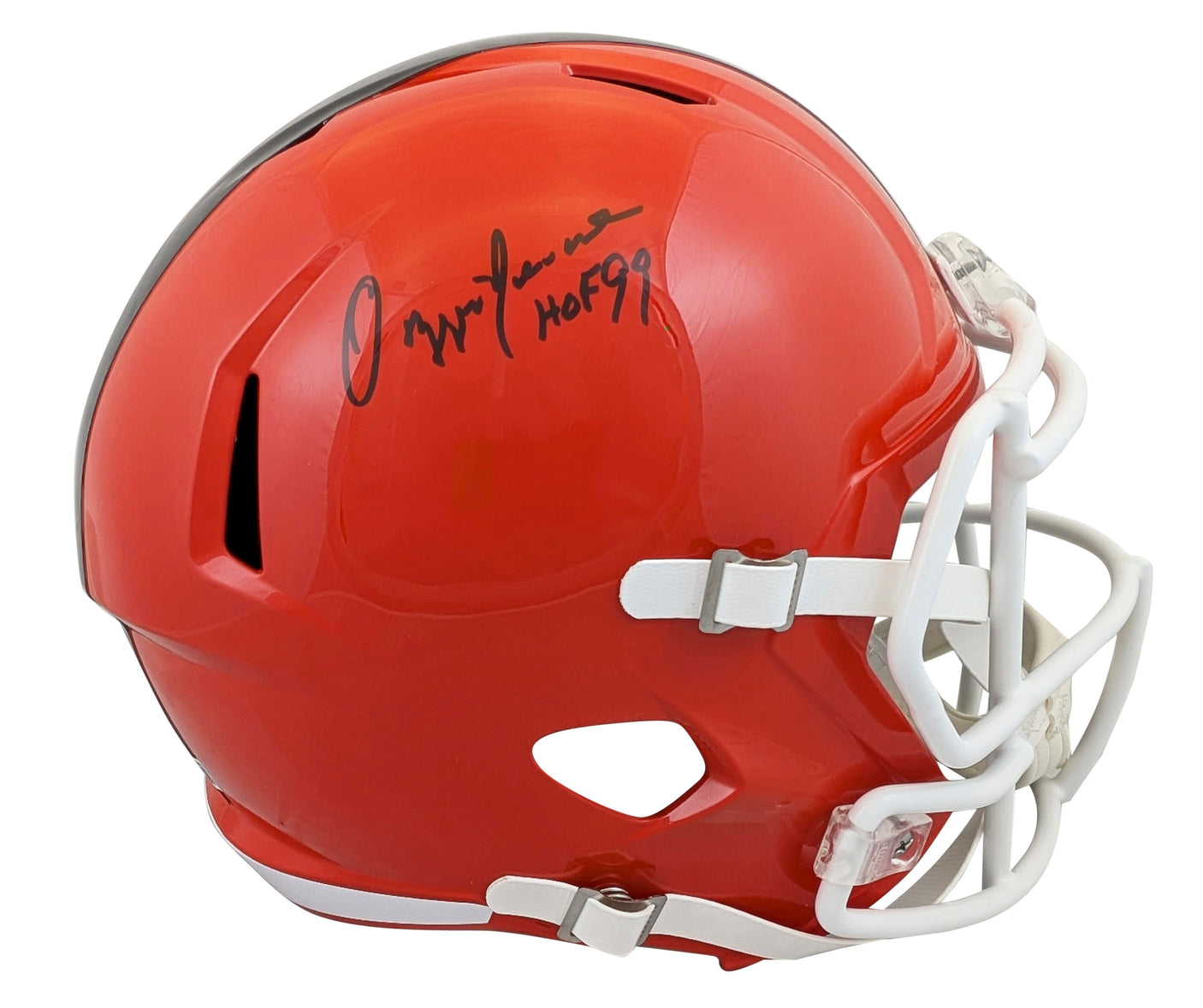 Browns Ozzie Newsome "HOF 99" Signed 2024 F/S Speed Rep Helmet W/ Case BAS Wit