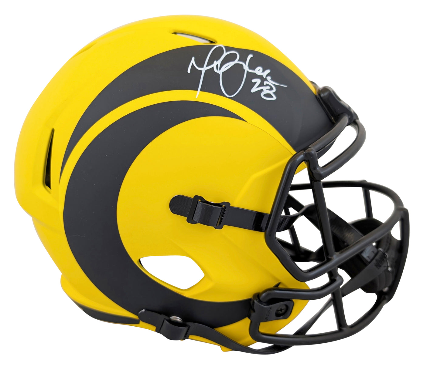 Rams Marshall Faulk Signed Rave Full Size Speed Rep Helmet BAS Witnessed