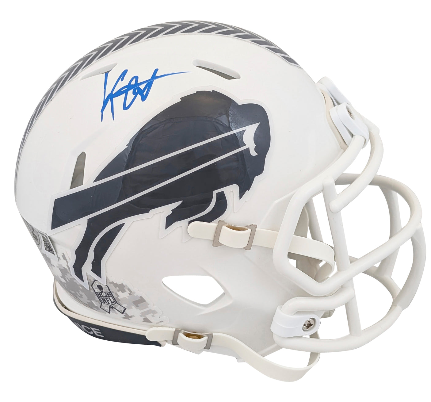 Bills Keon Coleman Signed Salute To Service III Speed Mini Helmet W/ Case BAS W