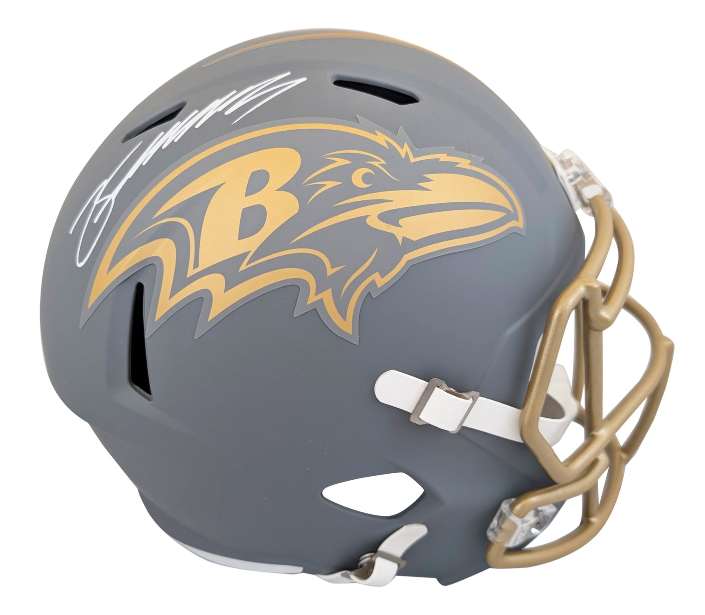 Ravens Zay Flowers Signed Slate Full Size Speed Rep Helmet W/ Case BAS Witnessed