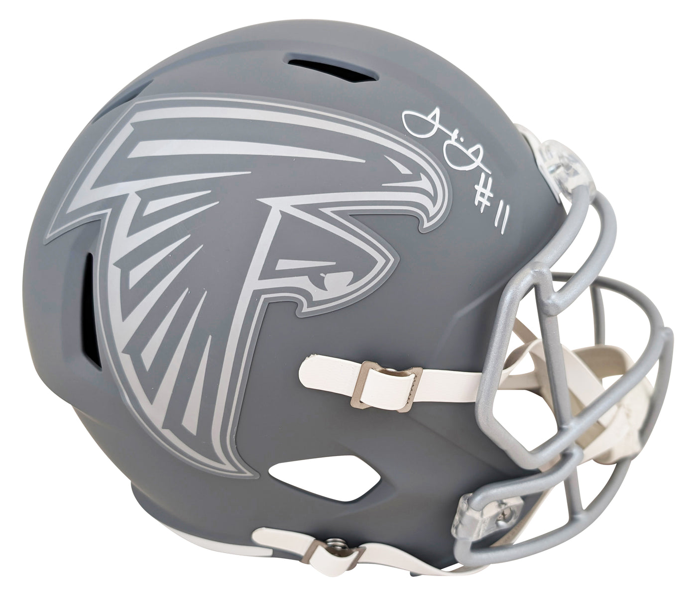 Falcons Julio Jones Signed Slate Full Size Speed Rep Helmet BAS Witnessed