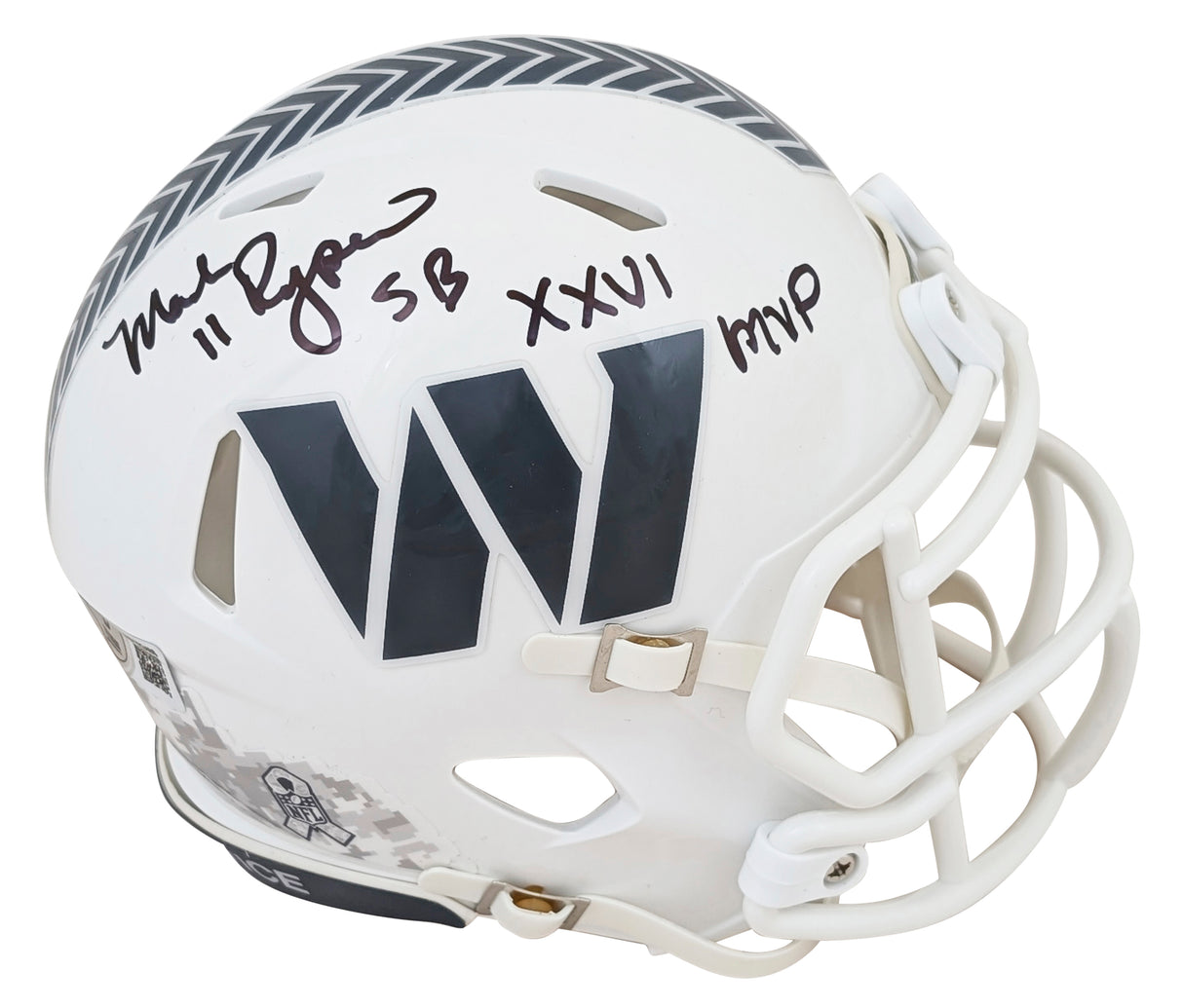 Commanders Mark Rypien "SB XXVI MVP" Signed STS III Speed Mini Helmet BAS Wit