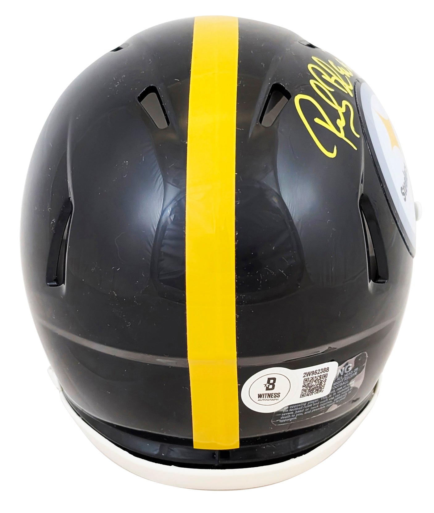 Steelers Rocky Bleier "4x SB Champs" Signed Speed Mini Helmet BAS Witnessed