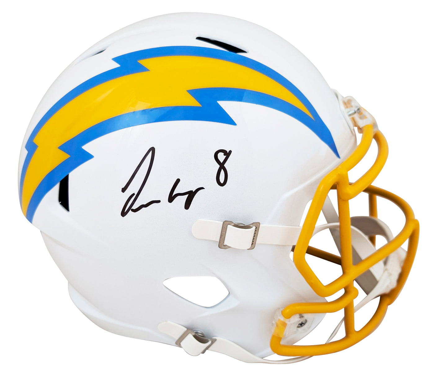 Chargers Omarion Hampton Signed Full Size Speed Rep Helmet W/ Case BAS Witnessed