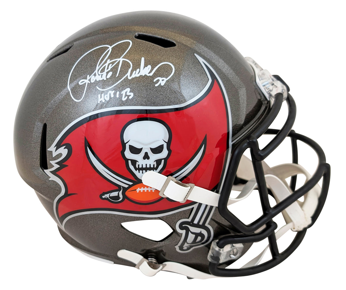 Ronde Barber Autographed/Inscribed "HOF 23" Tampa Bay Buccaneers Speed Full Size Helmet Beckett Witnessed