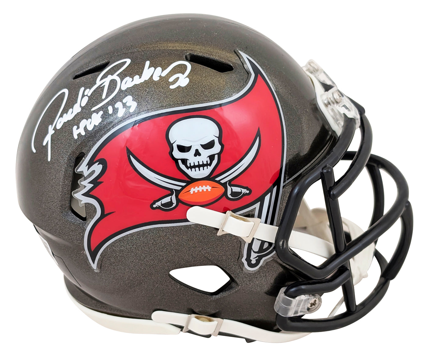 Buccaneers Ronde Barber "HOF 23" Signed Speed Mini Helmet BAS Witnessed