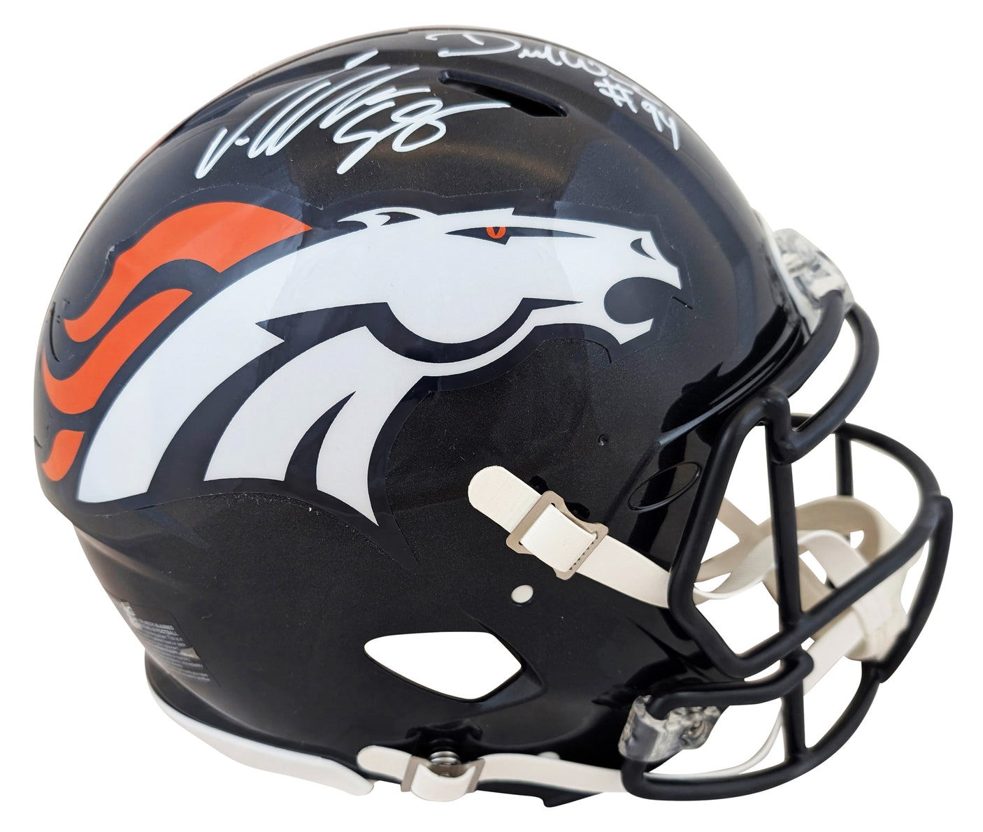 Broncos DeMarcus Ware & Von Miller Signed Full Size Speed Proline Helmet BAS Wit