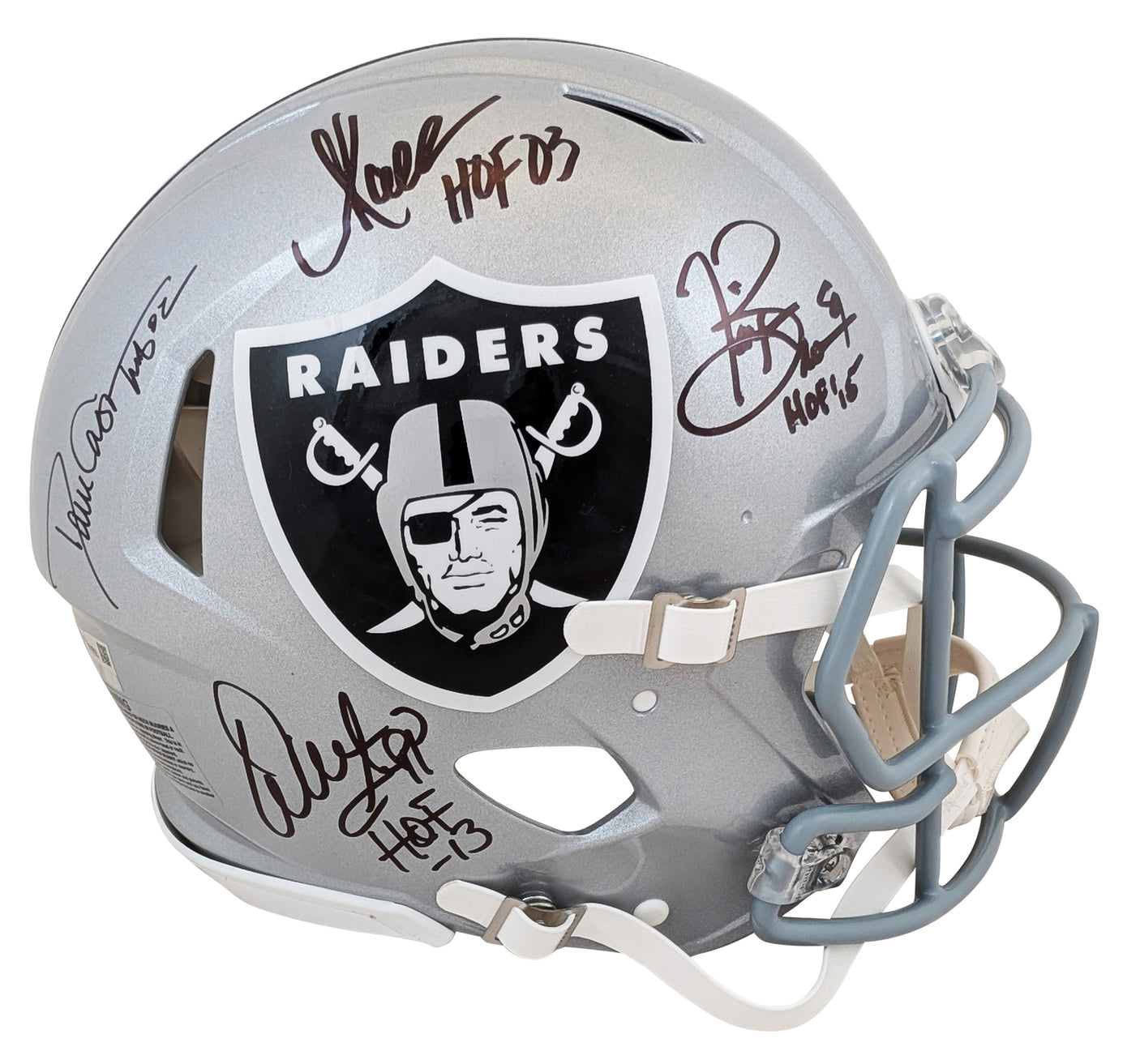 Raiders (4) Casper, Allen, Brown, Sapp Signed Full Size Speed Proline Helmet BAS
