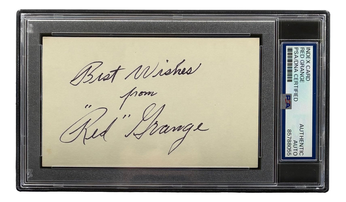 Red Grange Chicago Bears Signed Index Card Best Wishes PSA/DNA