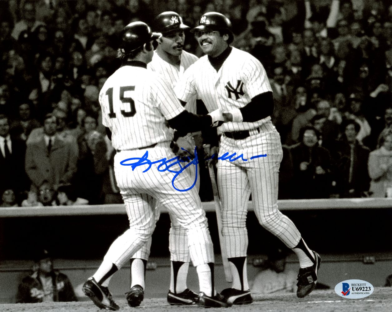 Reggie Jackson Signed New York Yankees B&W 8x10 Photo BAS