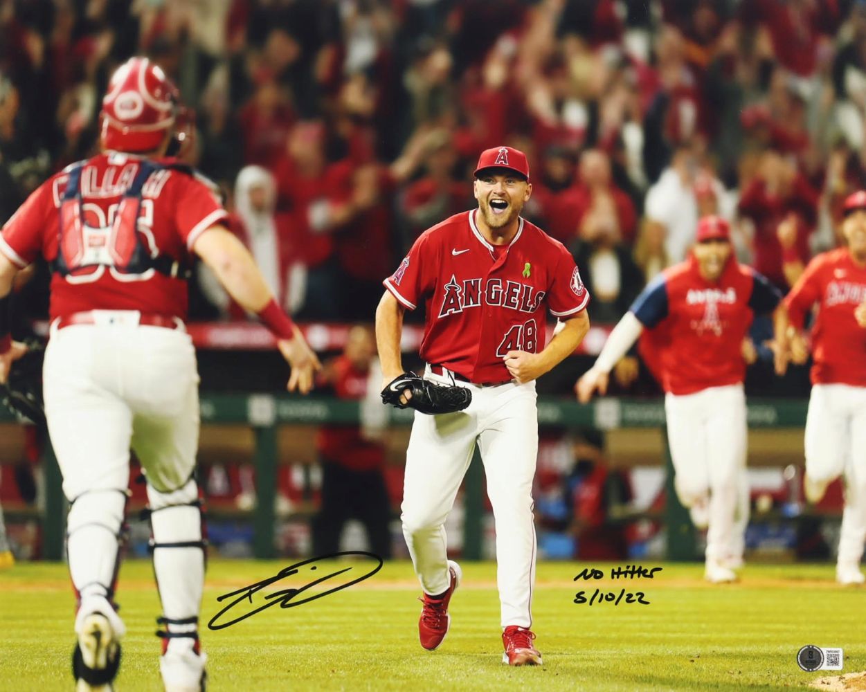 Reid Detmers Signed 16x20 Los Angeles Angels Photo No Hitter 5/10/22 BAS