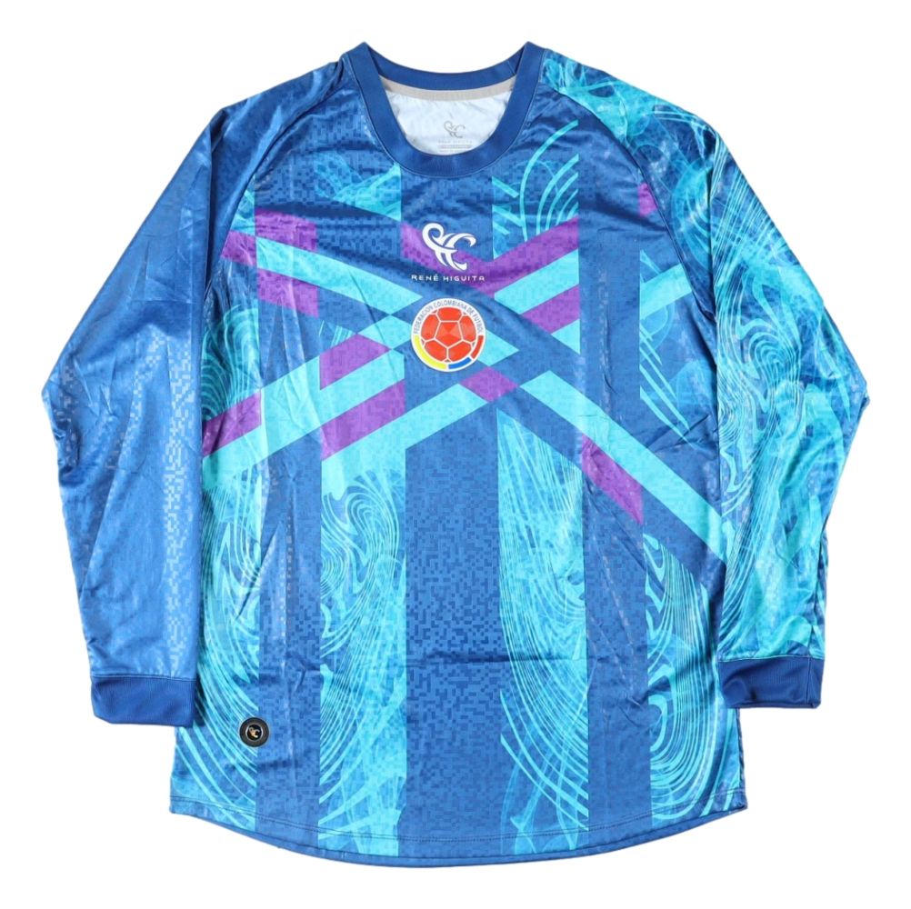 Rene Higuita Signed Columbia Higuita Brand Blue Soccer Jersey JSA