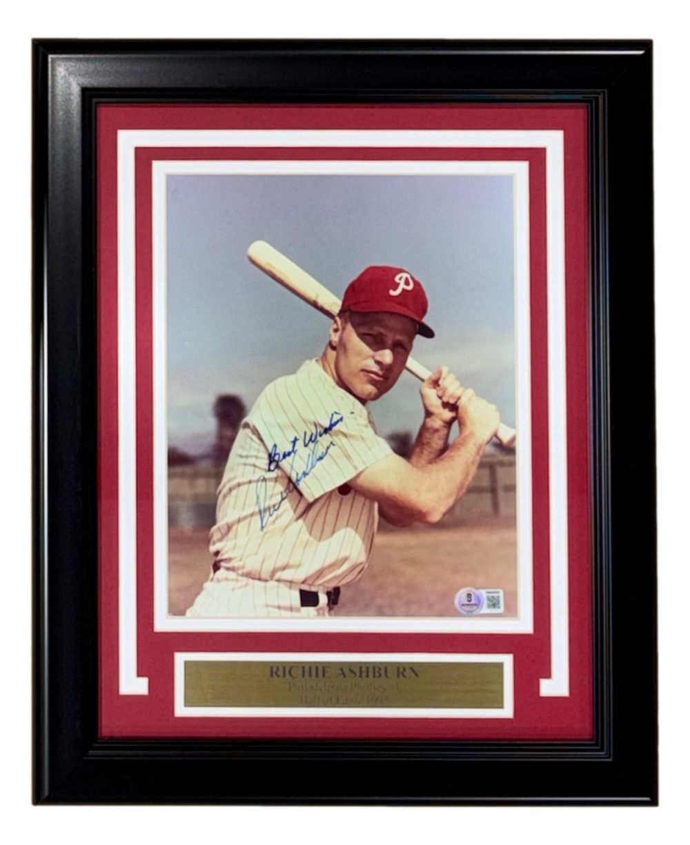 Richie Ashburn Signed Framed 8x10 Philadelphia Phillies Photo BAS