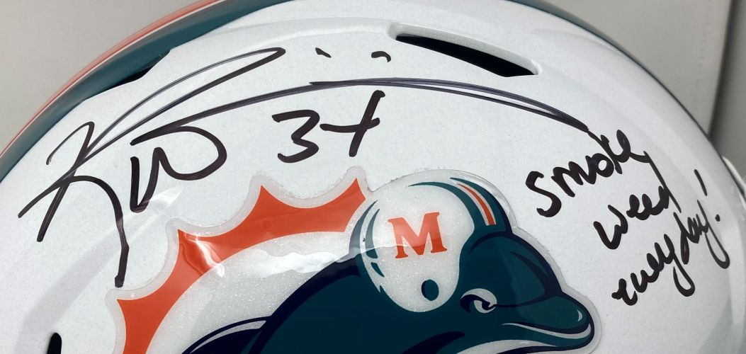Ricky Williams Signed Dolphins FS 97-12 Speed Replica Helmet Smoke Weed BAS