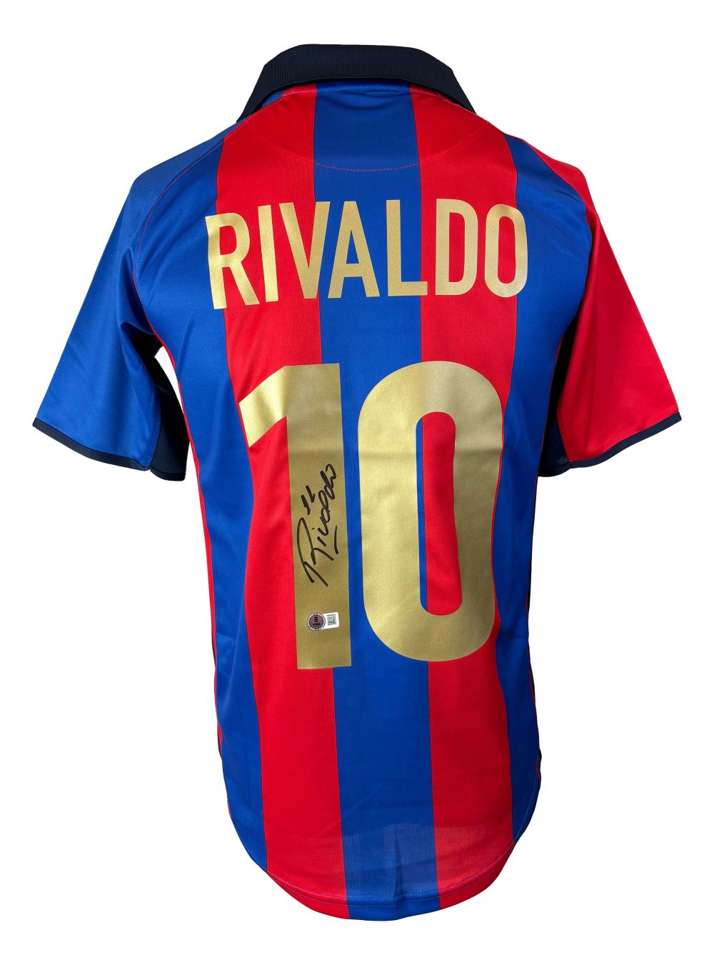 Rivaldo Signed Barcelona Nike Soccer Jersey BAS