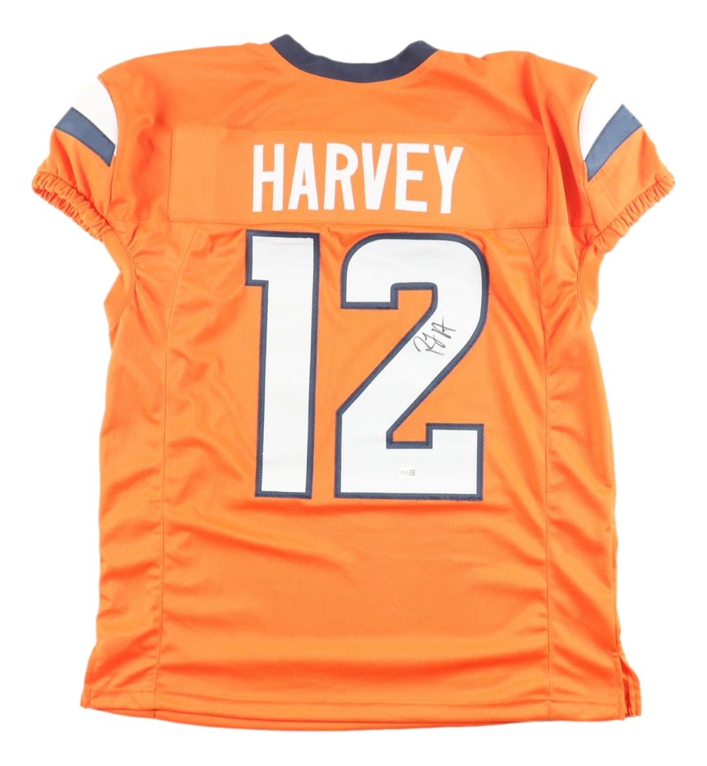 RJ Harvey Denver Signed Orange Pro-Cut Football Jersey JSA QR Hologram