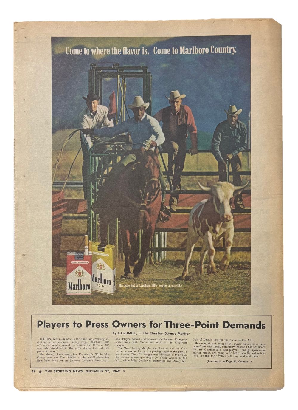 Roman Gabriel Los Angeles Rams Signed 1969 Sporting News Newspaper BAS