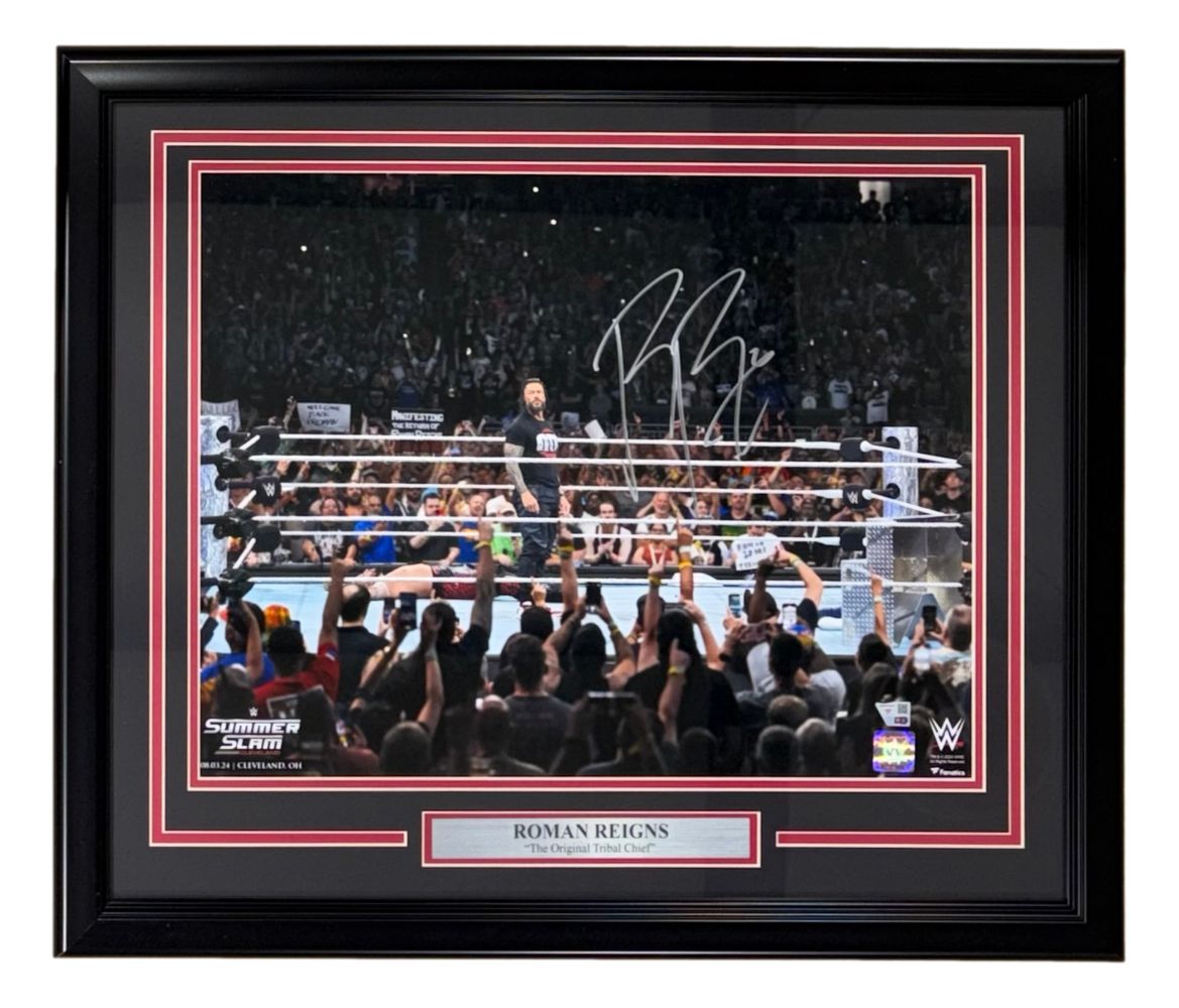 Roman Reigns Signed Framed 16x20 WWE Summerslam Return Photo Fanatics