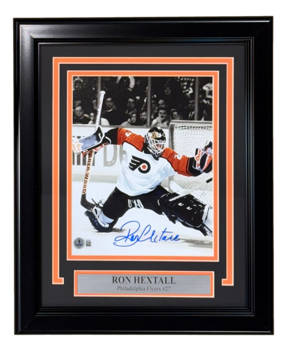 Ron Hextall Signed Framed 8x10 Philadelphia Flyers Save Photo BAS