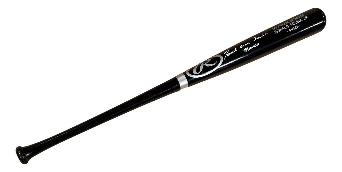 Ronald Acuna Atlanta Braves FULL NAME Signed Black Rawlings Baseball Bat BAS