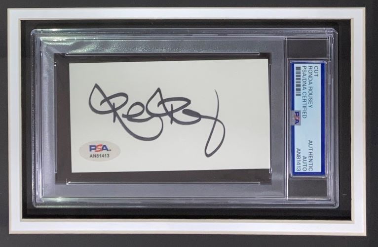 Ronda Rousey Signed Framed Slabbed MMA Cut Signature w/ 8x10 Photo PSA