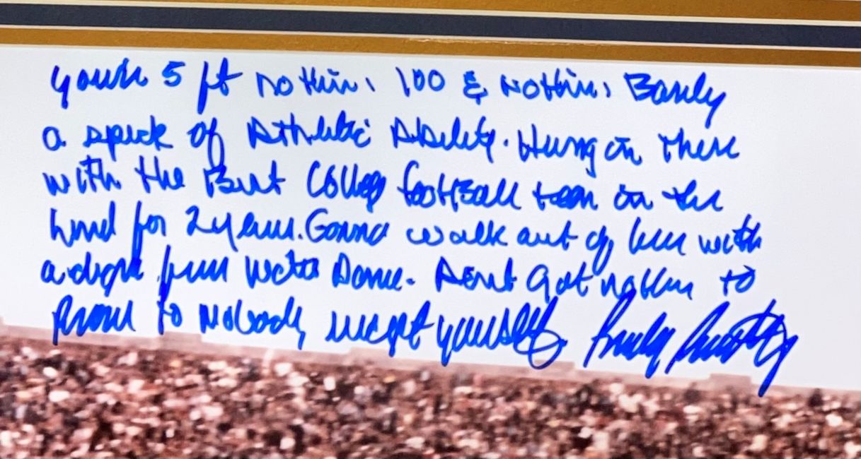 Rudy Ruettiger Signed Framed 16x20 Notre Dame Photo 5 Foot Nothin Quote BAS