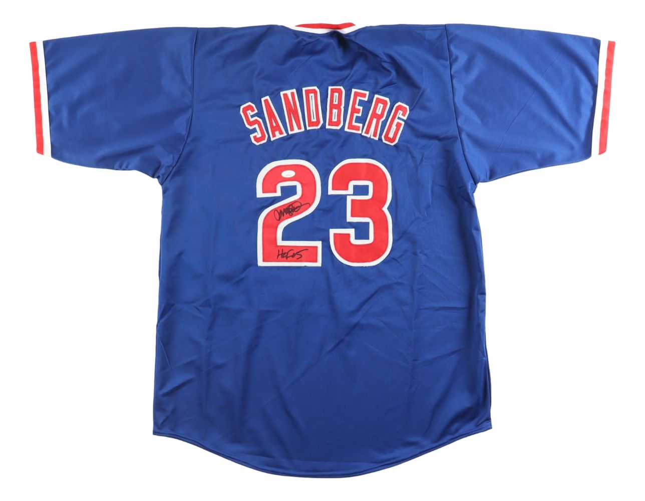 Ryne Sandberg Chicago Signed Blue Baseball Jersey HOF 05 JSA Hologram