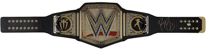 Roman Reigns Autographed WWE Universal Championship Replica Title Belt with Talent Side Plates Fanatics