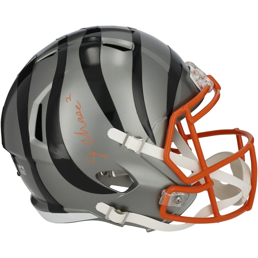 JA'MARR CHASE Autographed Cincinatti Bengals Flash Speed Full Size Helmet FANATICS