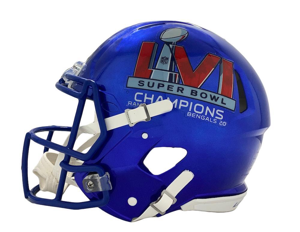 MATTHEW STAFFORD Autographed Los Angeles Rams Super Bowl LVI Champs Logo Speed Authentic Helmet FANATICS