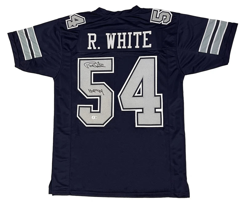 Randy White Autographed/Inscribed "HOF 94" #54 Navy Custom Jersey Beckett Witnessed