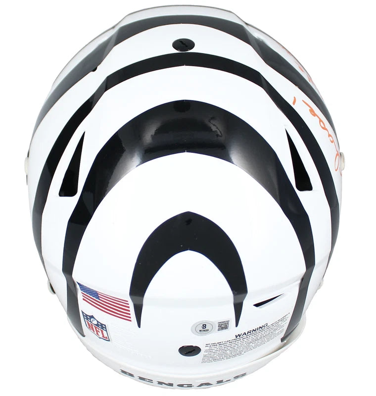 Ja'Marr Chase Autographed/Inscribed "24 Triple Crown" Cincinnati Bengals White 2022 Alternate Speedflex Authentic Helmet Beckett Witnessed