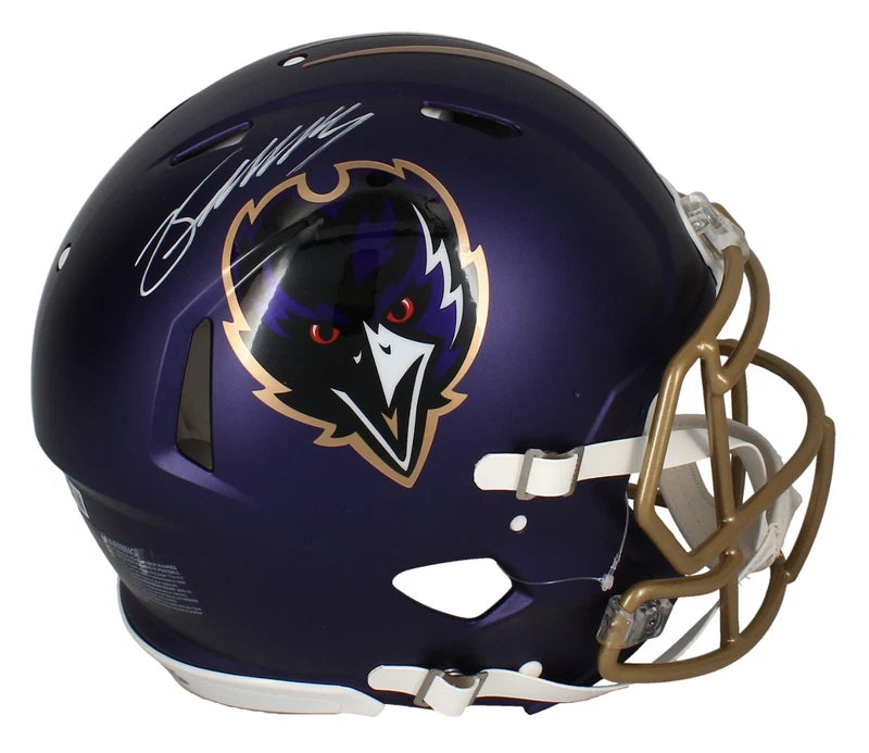 Zay Flowers Autographed Baltimore Ravens Purple 2024 Alternate Speed Authentic Helmet Beckett Witnessed