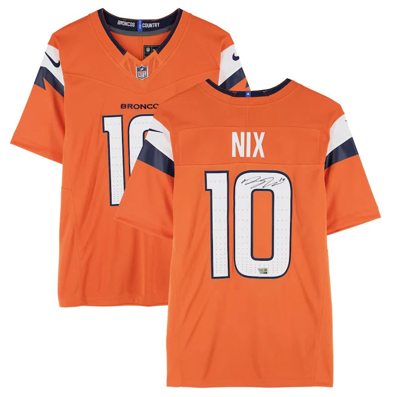Bo Nix Autographed Denver Broncos Orange Nike Limited Jersey Fanatics