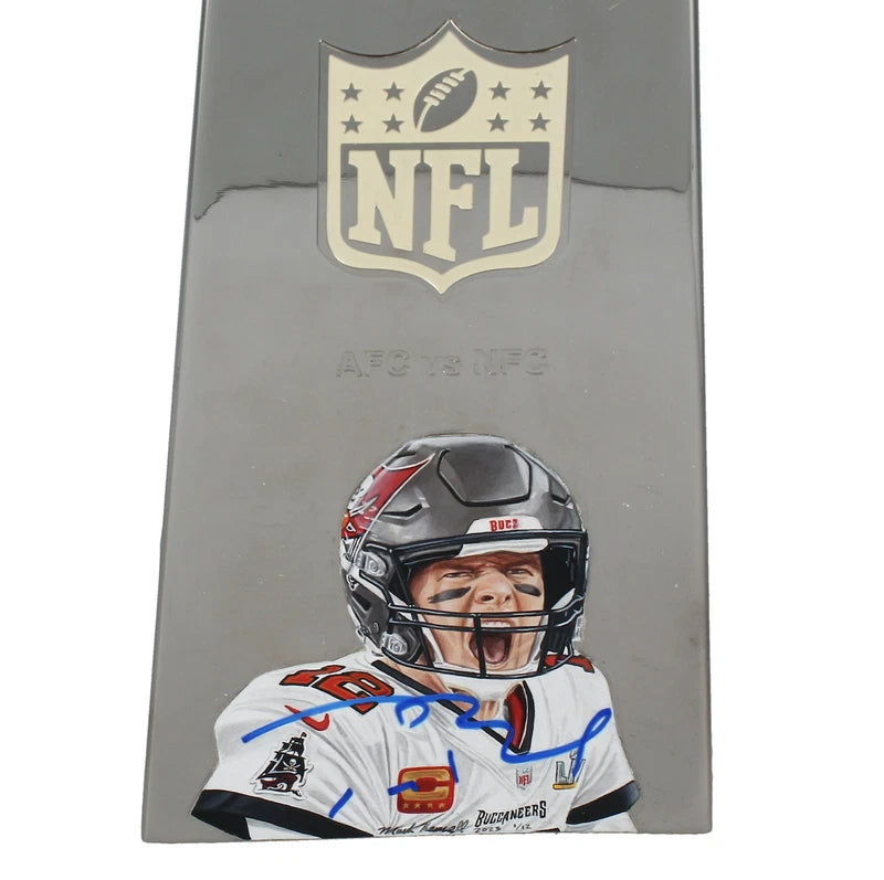 Tom Brady Autographed Tampa Bay Buccaneers Hand-Painted Cut Mini Lombardi Trophy LE 1/12