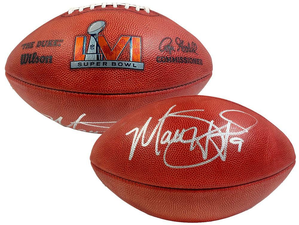 Matthew Stafford Autographed Los Angeles Rams SB LVI Champs Logo Official Wilson Duke Football Fanatics