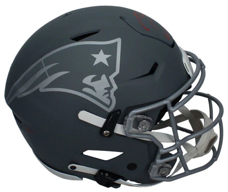 Tom Brady Autographed/Inscribed "6X CHAMPS" (in Red) New England Patriots Slate Speedflex Authentic Helmet LE 12/25