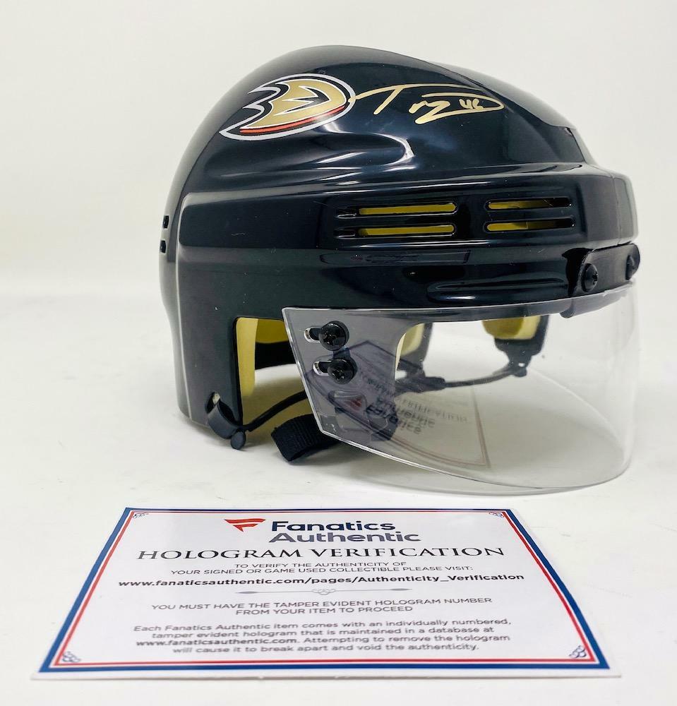 TREVOR ZEGRAS Autographed Anaheim Ducks Black Mini Helmet FANATICS
