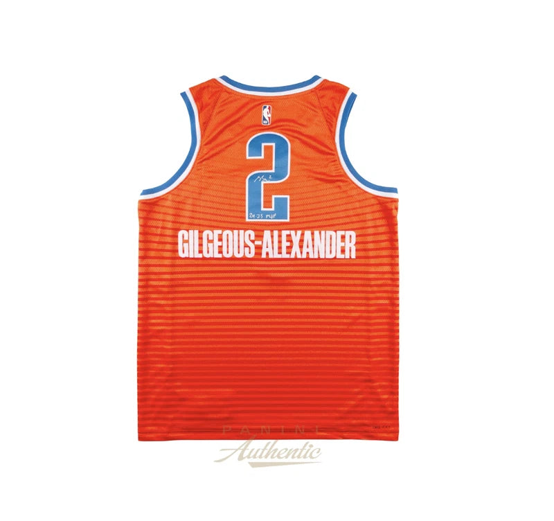 Shai Gilgeous-Alexander Auto/Ins OKC Orange Nike Swingman Jersey Panini LE 25