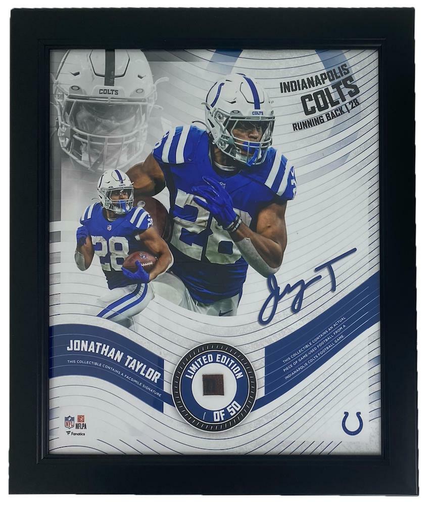 JONATHAN TAYLOR Framed Indianapolis Colts 15" x 17" Game Used Football Collage LE 1/50
