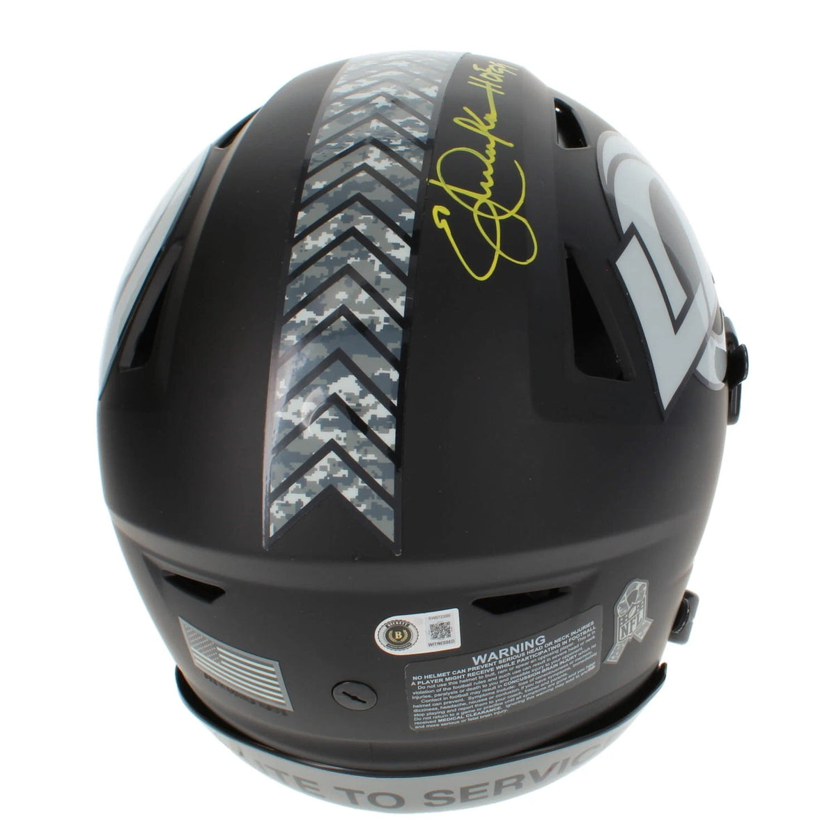 Eric Dickerson Autographed/Inscribed "HOF 99" Los Angeles Rams 2026 Salute to Service Speedflex Authentic Helmet Beckett Witnessed