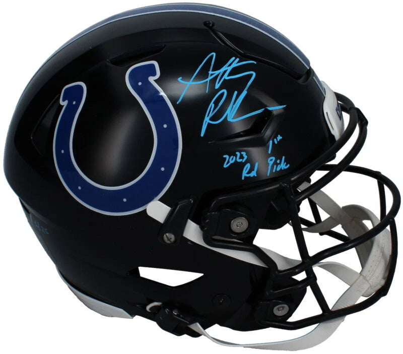 Anthony Richardson Autographed/Inscribed "2023 1st Rd Pick" Indianapolis Colts Black 2023 Alternate Speedflex Authentic Helmet LE 1/25 Fanatics